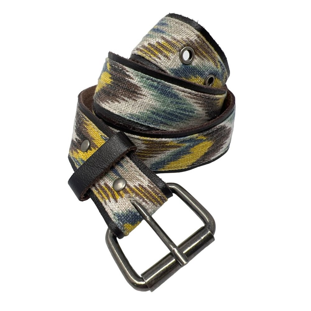 Elise M Boho Genuine Leather Belt Womens M/L Multicolor Buckle Hippie